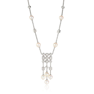 BVLGARI Lucea Pearl Diamond Necklace in 18K White Gold 1.56 CTW
