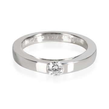 CARTIER Date Diamond Solitaire Ring in 18K White Gold H-I VVS 0.21 CTW