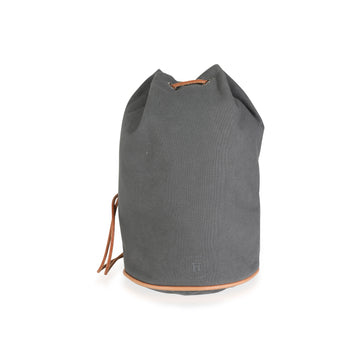 HERMES Gray Canvas Polochon Mimile Drawstring Bucket Bag Backpack PHW
