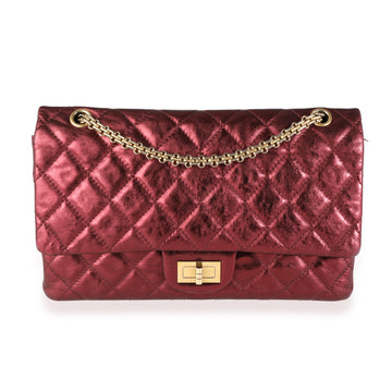 CHANEL Metallic Burgundy Quilted Calfskin Reissue 2.55 227 Double Flap Bag