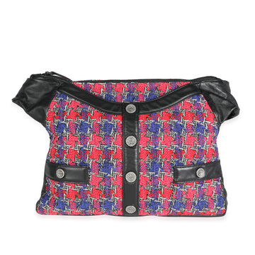 CHANEL Black Lambskin & Multicolor Tweed Girl Bag