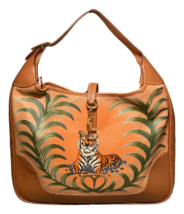 HERMES Vintage Trim Bag with Hand Painted Tiger