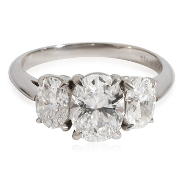 TIFFANY & CO. Three Stone Diamond Engagement Ring in 950 Platinum E VS1