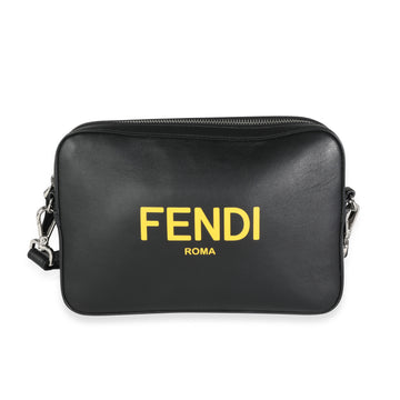 FENDI Black Calfskin & Sunflower Logo Mini Camera Bag