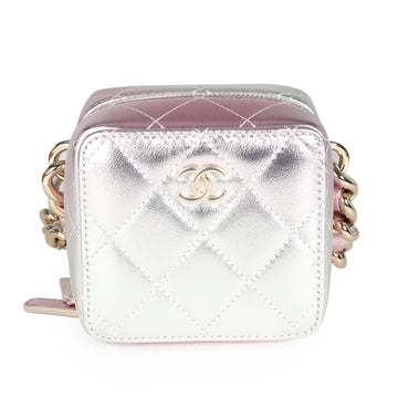 CHANEL Iridescent Quilted Lambskin Like a Wallet Cube Chain Bag