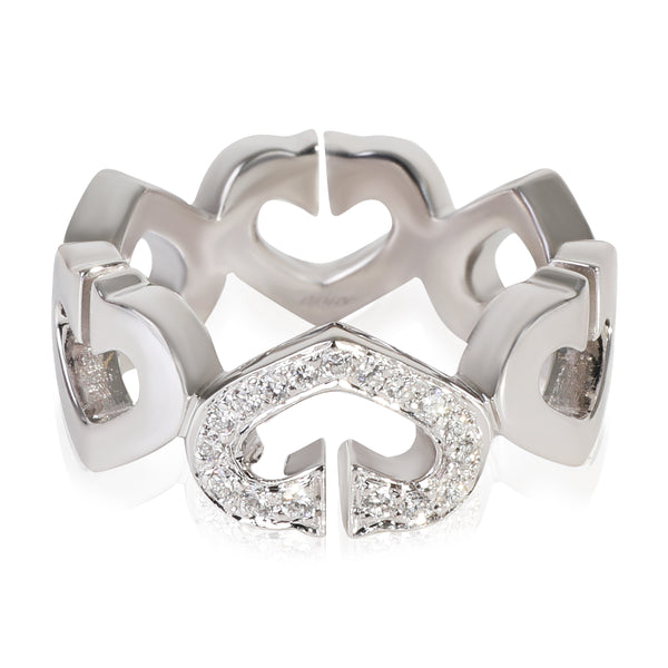 Cartier C De Platinum And 0.03ct Diamond Wedding Ring in White | Lyst