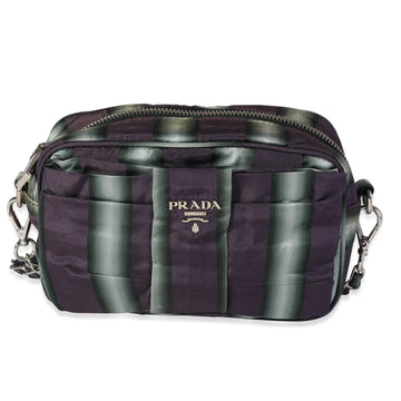 PRADA Purple and Grey Striped Nylon Camera Bag