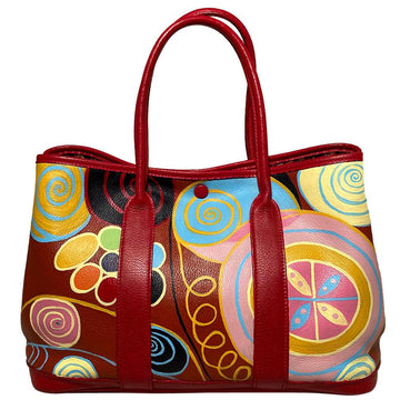 HERMES Red Leather Hand Painted Garden Party 30