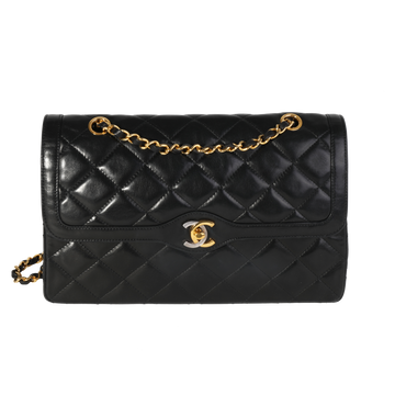 CHANEL Vintage Black Quilted Lambskin Double Flap Bag
