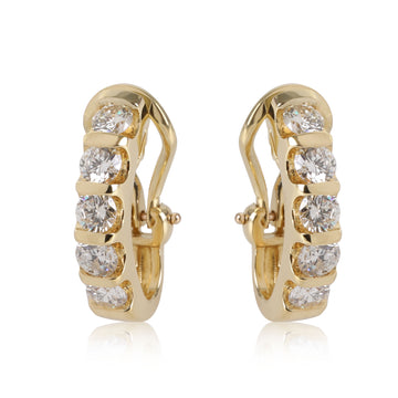 Diamond J Hoop Earrings in 18k Yellow Gold 1.5 CTW