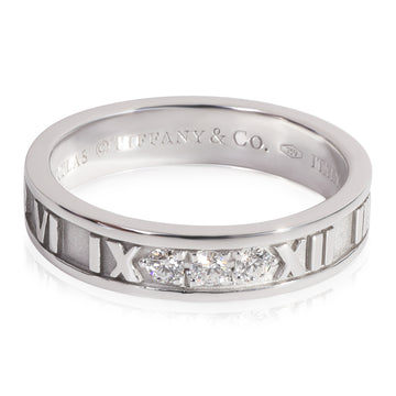 TIFFANY & CO. Atlas 4.2 mm Wide Diamond Ring in 18K White Gold 0.19 CTW