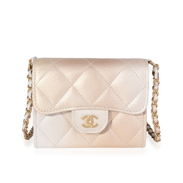 CHANEL Gold Metallic Ombre Quilted Goatskin Classic Mini Clutch with Chain