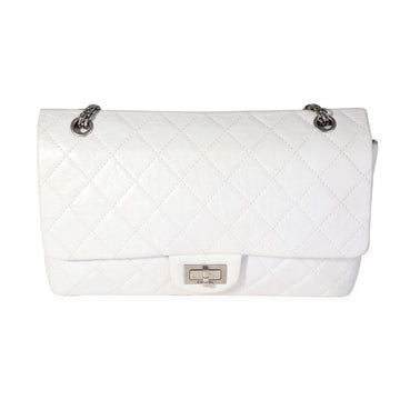 CHANEL White Aged Calfskin Quilted 2.55 Reissue 227 Flap