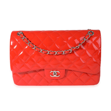 CHANEL Red Patent Classic Jumbo Double Flap Bag