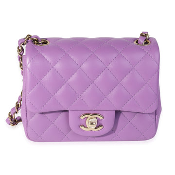 CHANEL Purple Quilted Lambskin Classic Square Mini Flap Bag