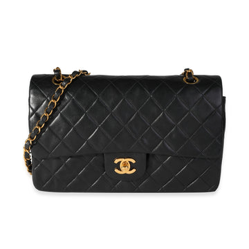 CHANEL Vintage Black Quilted Lambskin Medium Classic Double Flap Bag