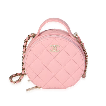 CHANEL Pink Quilted Caviar Handle With Care Vanity Crossbody