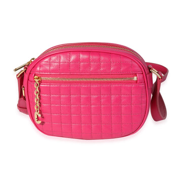 CELINE Hot Pink Quilted Calfskin Small C Charm Camera Bag