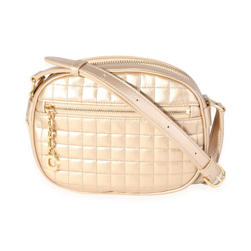 CELINE Gold Quilted Leather Small C Charm Camera Bag