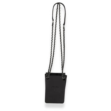 CHANEL Black Patent Leather CC O-Phone Holder Crossbody