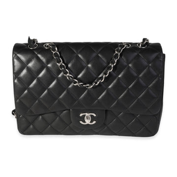 CHANEL Black Quilted Lambskin Jumbo Classic Single Flap Bag