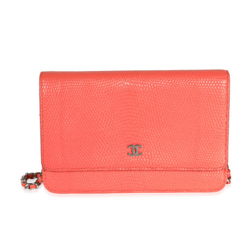 CHANEL Coral Lizard Wallet On Chain