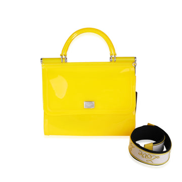 DOLCE & GABBANA Yellow PVC Miss Sicily Jelly Top Handle Bag