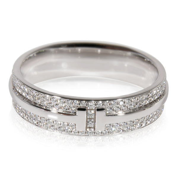 Tiffany T narrow pavé diamond ring in 18k white gold, 4.5 mm wide. | Tiffany  & Co.