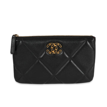 CHANEL Black Lambskin Quilted 19 O Case