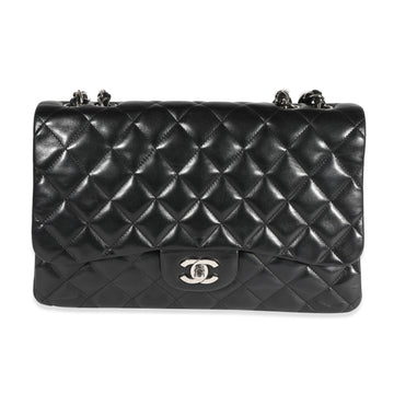 CHANEL Black Quilted Lambskin Jumbo Classic Single Flap Bag