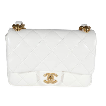 CHANEL White Quilted Lambskin Small Funky Town Flap Bag
