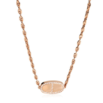 HERMES Chaine d'Ancre Verso Necklace in 18K Rose Gold 0.88 Ctw