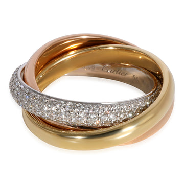 CARTIER Trinity Diamond Ring in 18K 3 Tone Gold 0.99 CTW