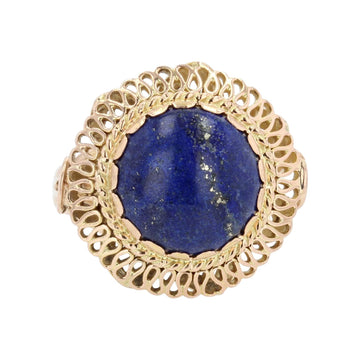 1960s Retro 4, 25 Carat Lapis Lazuli 18 Karat Yellow Gold Ring