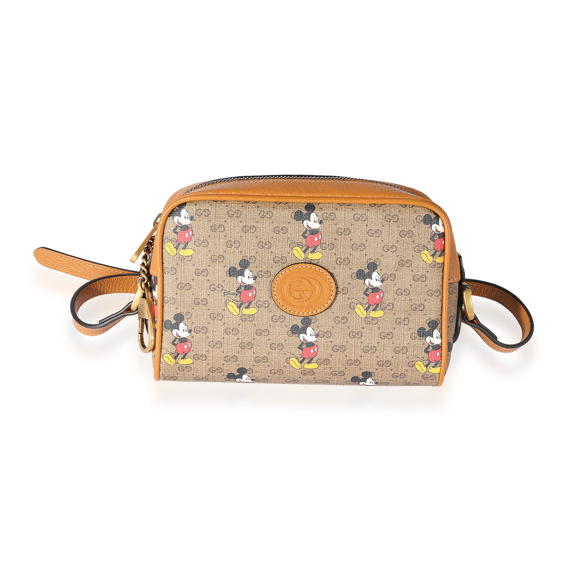 Gucci x Disney Brown GG Coated Canvas Mickey Mouse Top Handle Tote