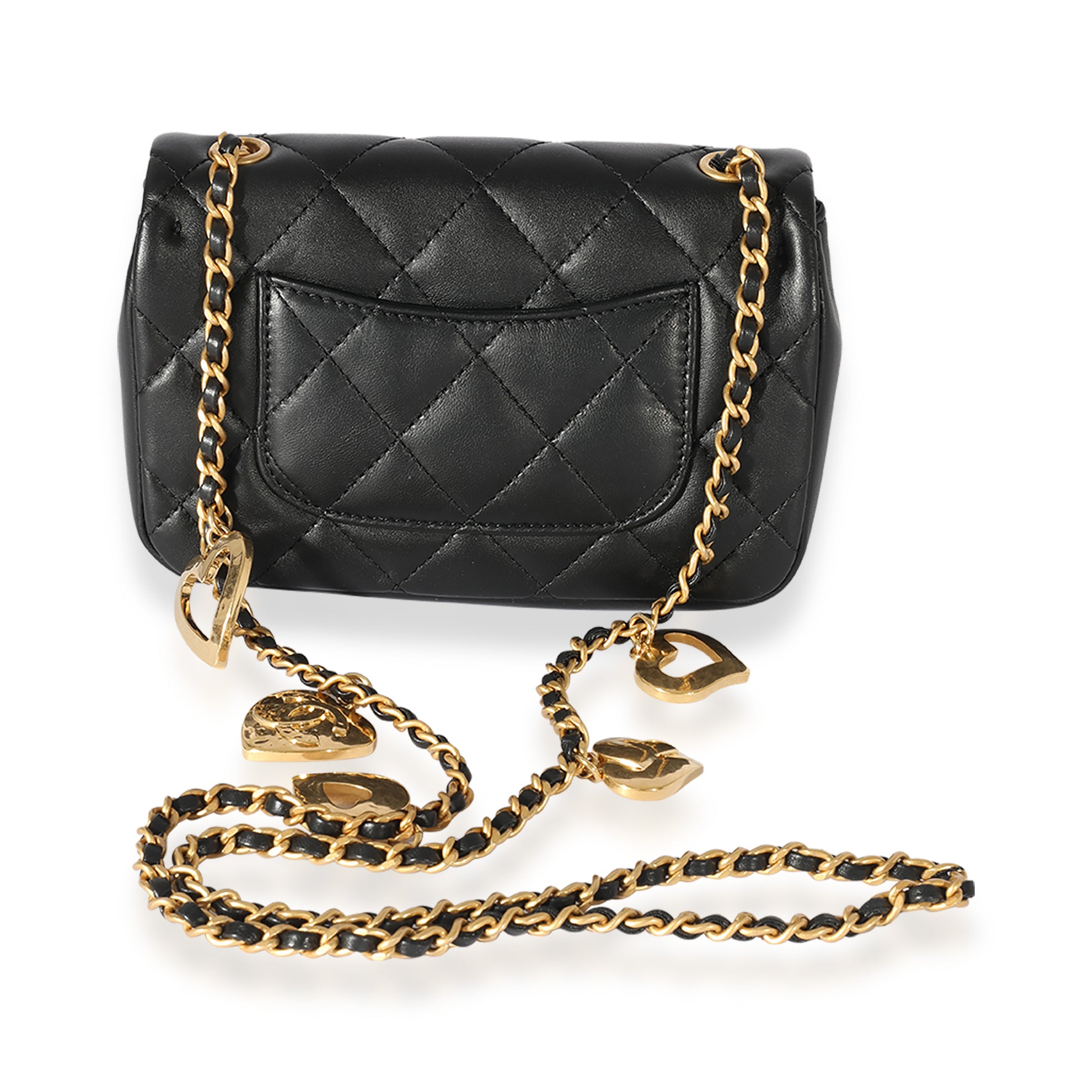 CHANEL Lambskin Quilted Extra Mini Flap Black 34594