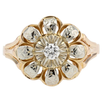 1955s Diamond 18 Karat Yellow Gold Flower Ring