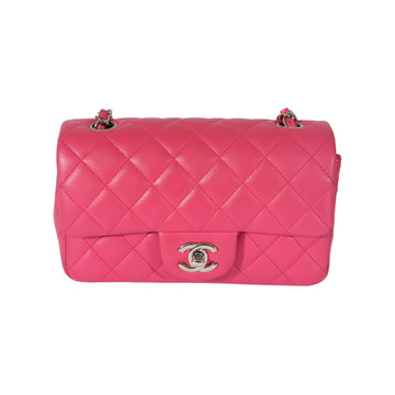 CHANEL Pink Quilted Lambskin Mini Rectangular Classic Flap Bag