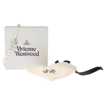 Amazing Vivienne Westwood Necklace with pearl replica and silver hardware