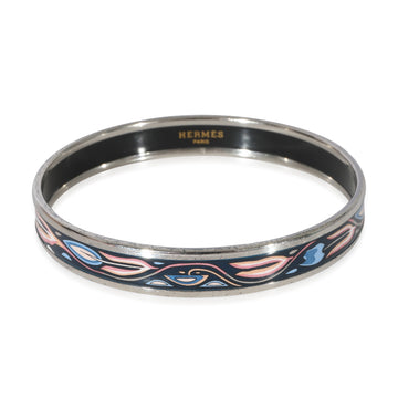 HERMES Narrow Enamel Bracelet With Pink & Blue Design Palladium Plated [67MM]