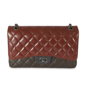 CHANEL Bi-Color Quilted Lambskin Jumbo Double Flap Bag