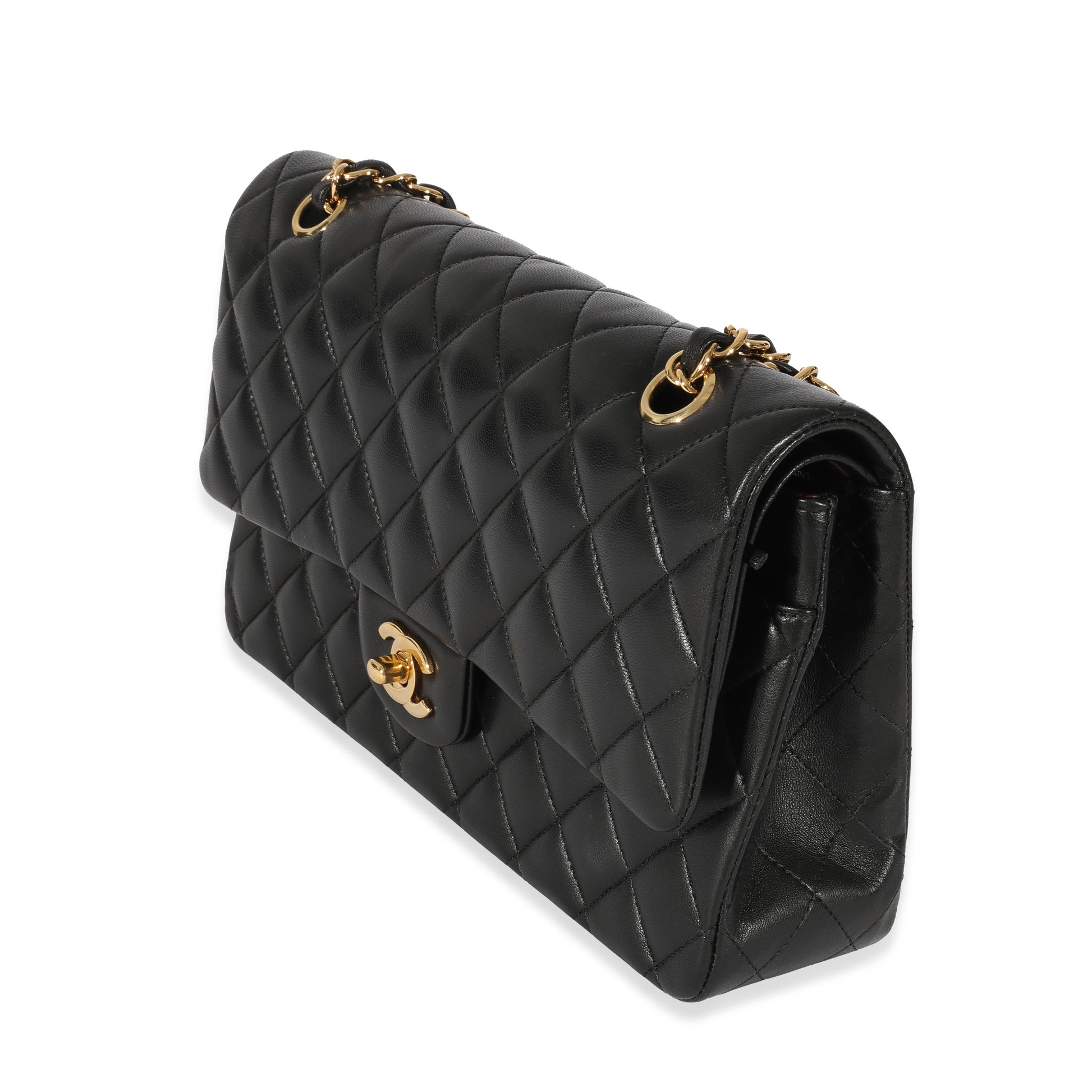 CHANEL Black Quilted Lambskin Medium Classic Double Flap