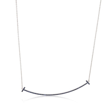 TIFFANY & CO. Tiffany T Sapphire Fashion Necklace in 18k White Gold Blue