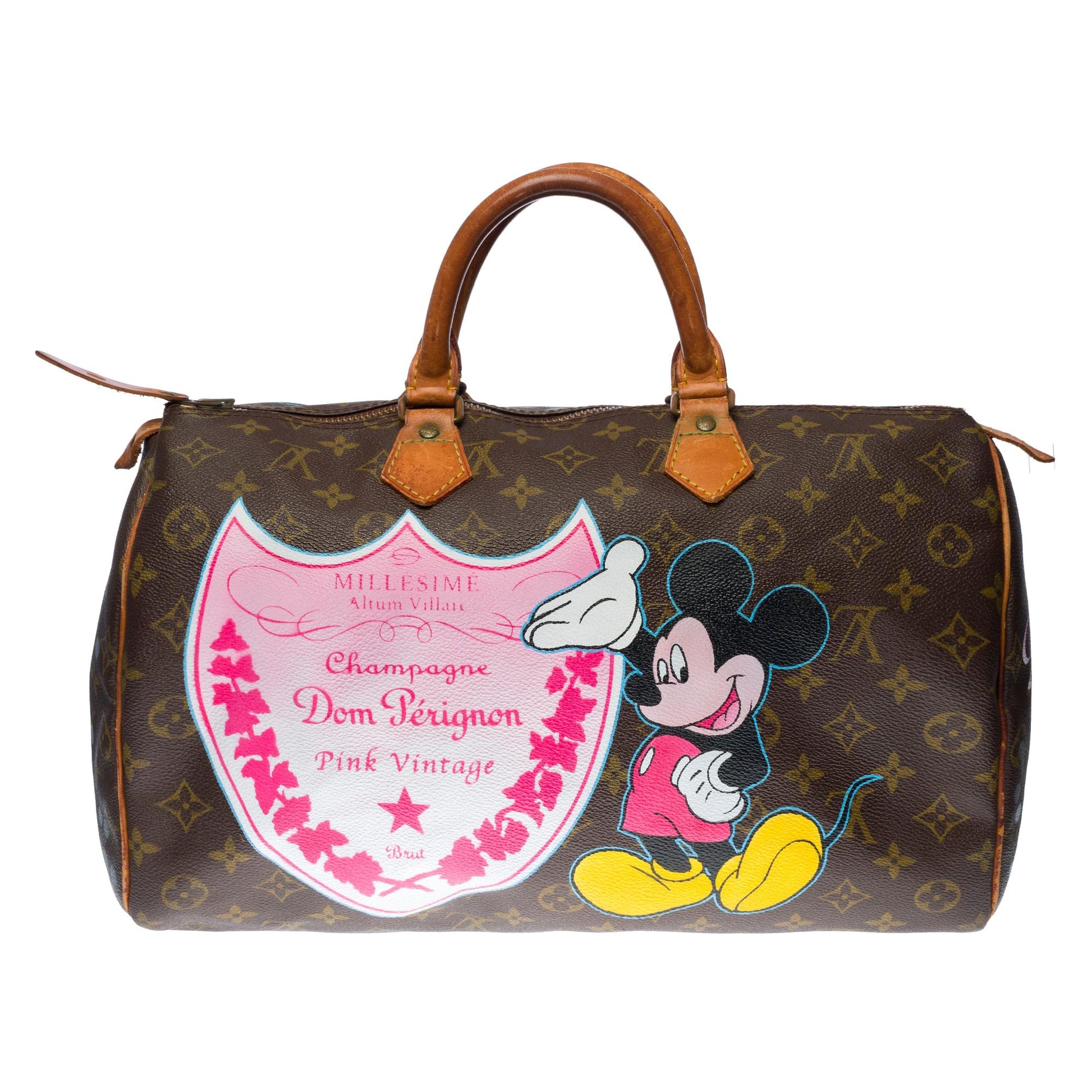 LOUIS VUITTON Customized Speedy 35 Mickey loves Champagne  handbag