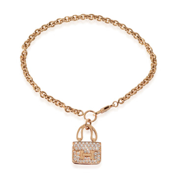 HERMES Amulettes Collection Constance Diamond Bracelet in 18k Rose Gold 0.44 CTW
