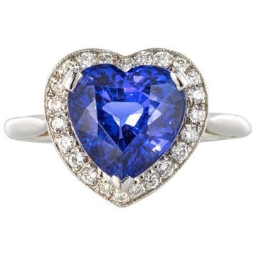 Heart Shaped Tanzanite Diamond Gold Ring