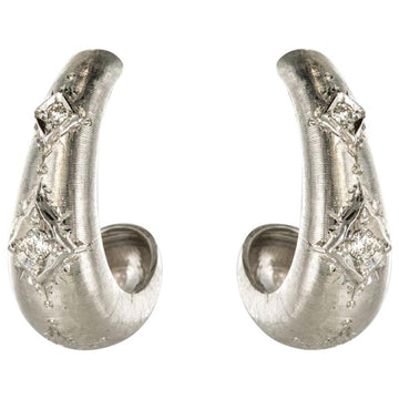 New Diamond 18 Karat Brushed White Gold Earrings