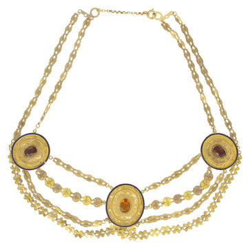 1850s French Antique Enamel Gold Necklace