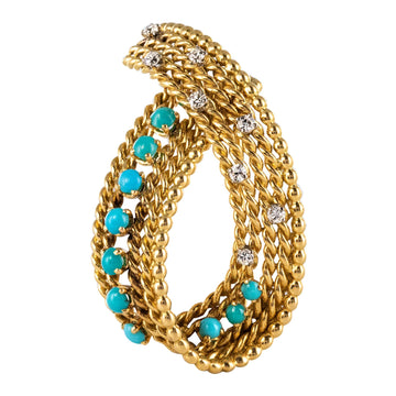 Antique Diamond and Turquoise Brooch
