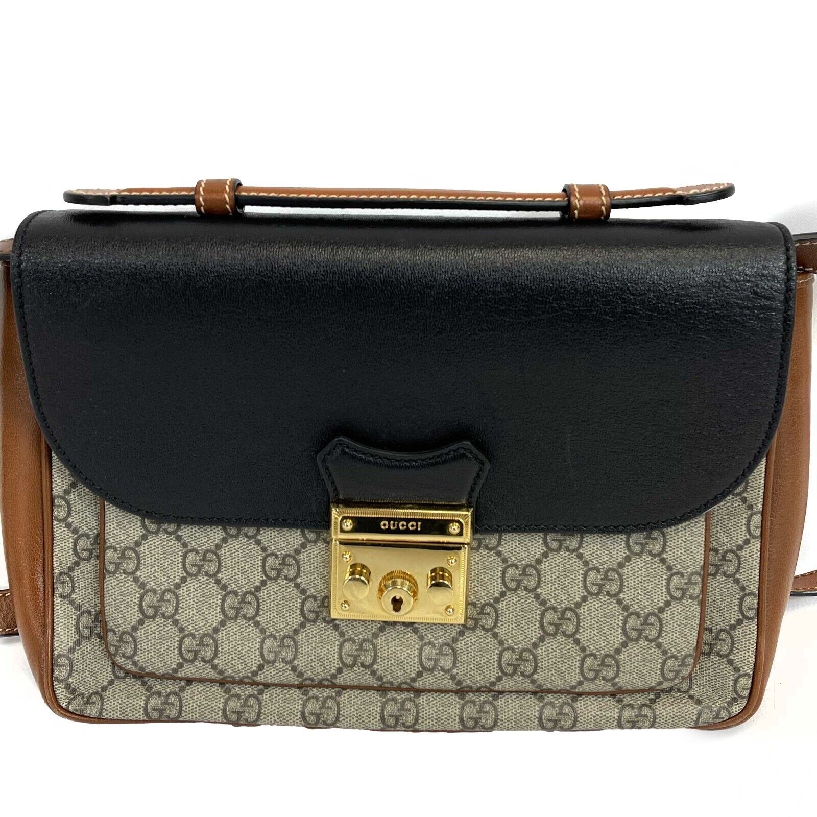Padlock leather handbag Gucci Brown in Leather - 31964660